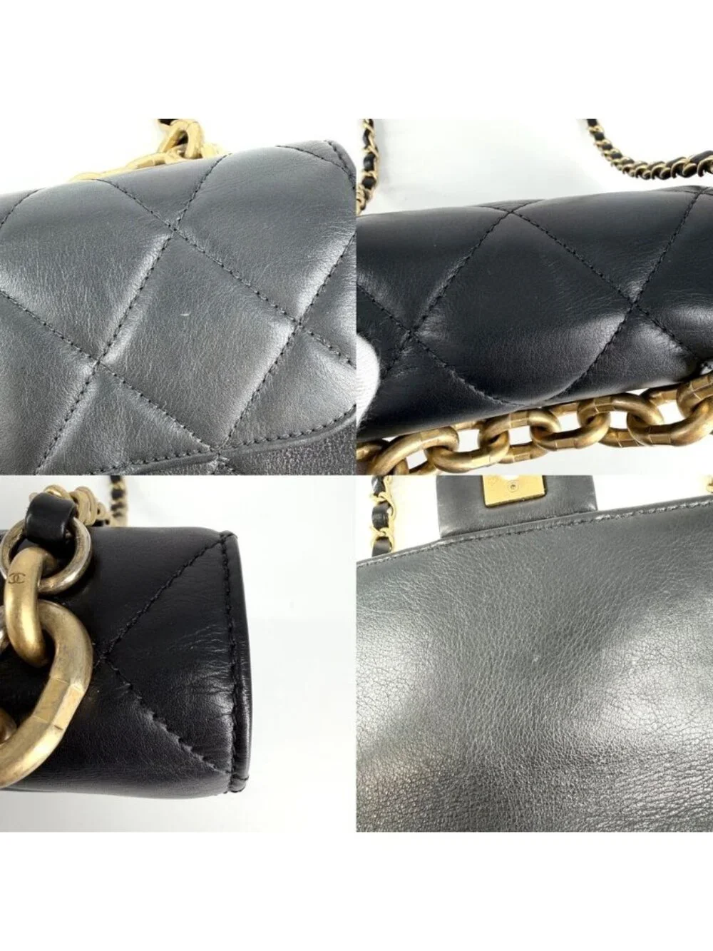 Chanel 2-Way Quilted Handbag Chain Shoulder Bag Crossbody CC Logo Lambskin Black